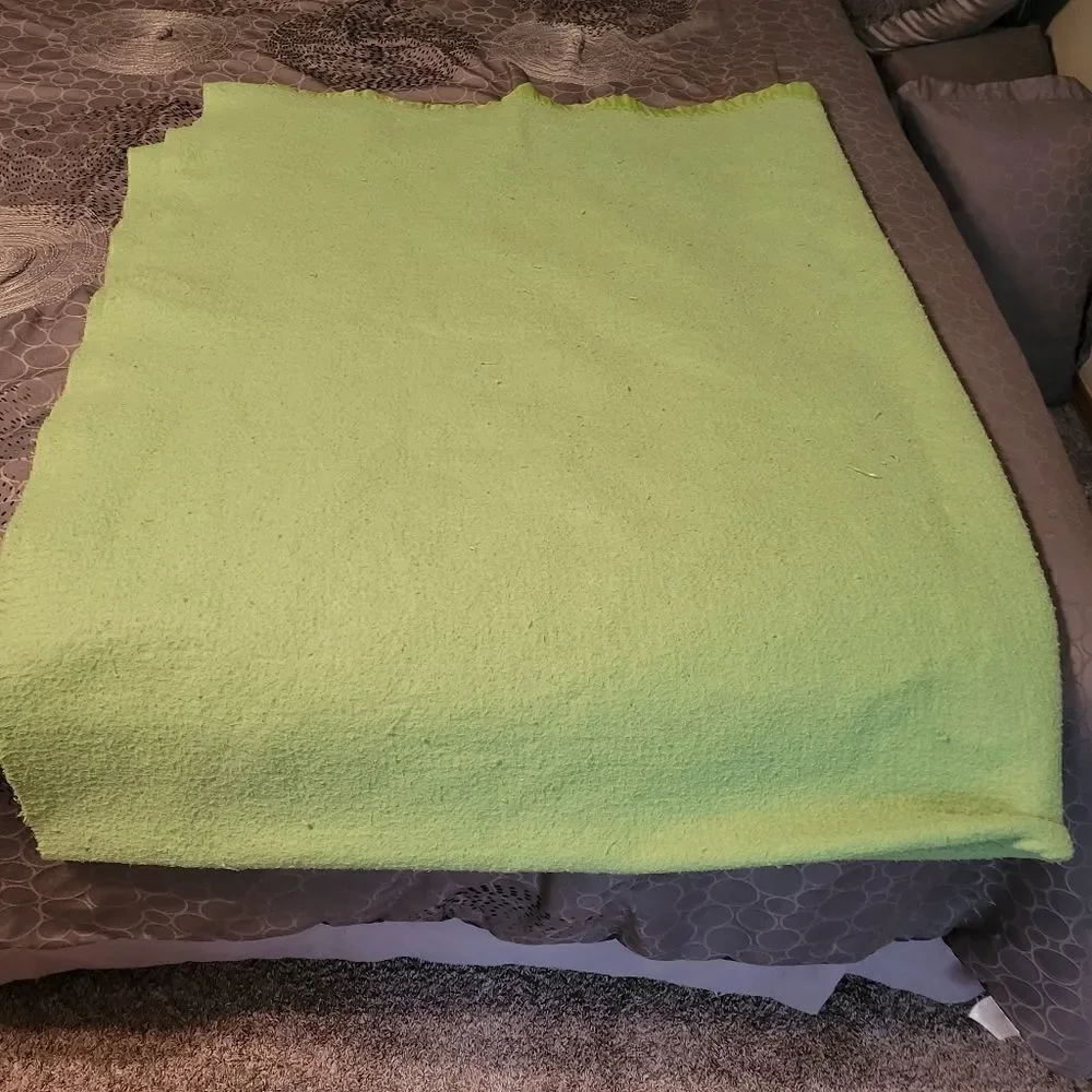 1950s vintage warm wooly bed blanket, pure wool blanket w/ satin binding